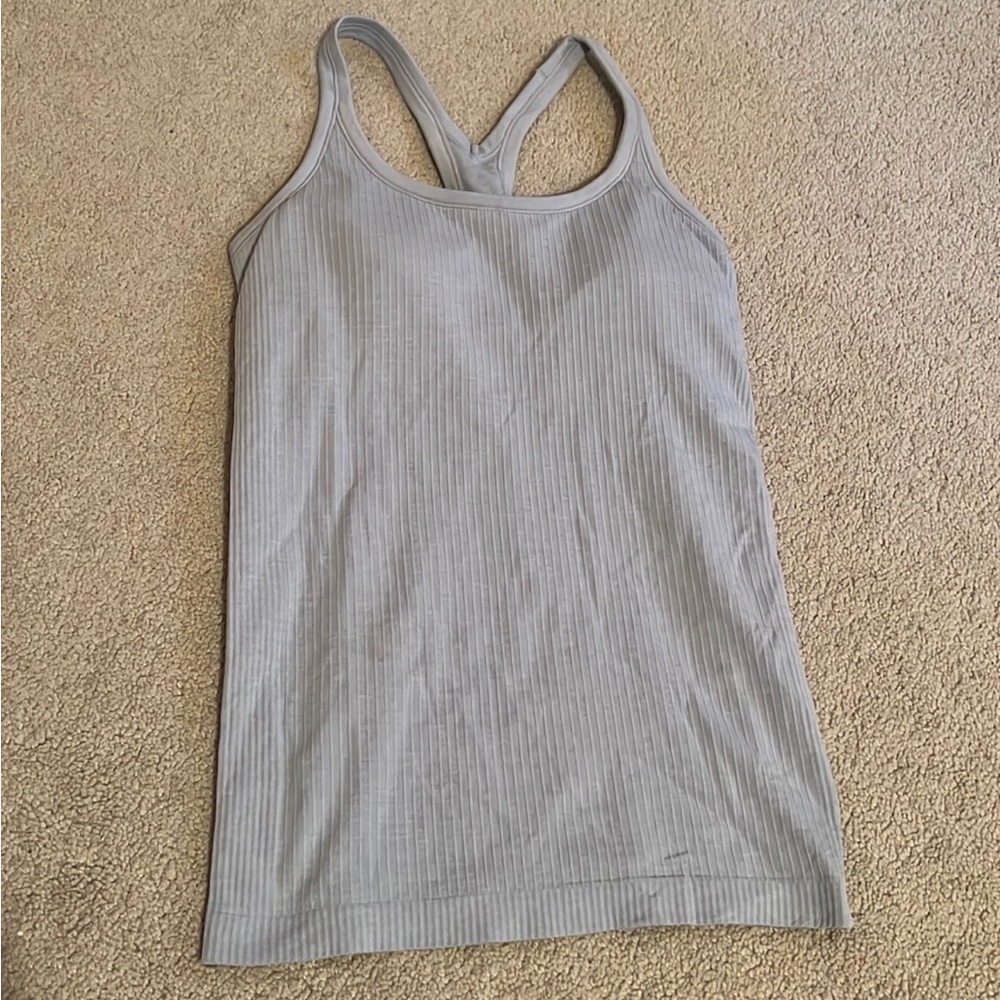 Lululemon ebb to street tank in blue linen size 6